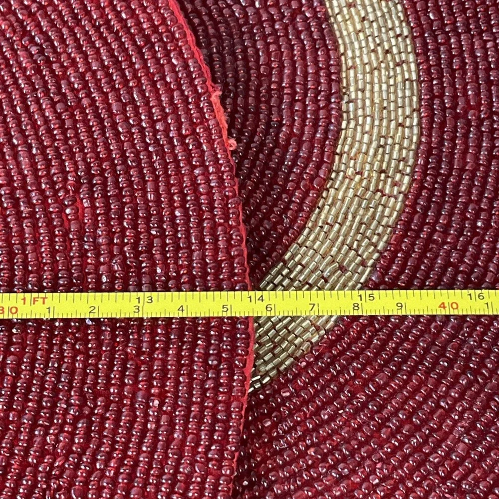 Red & Gold Glass Beaded Chargers Placemats 14